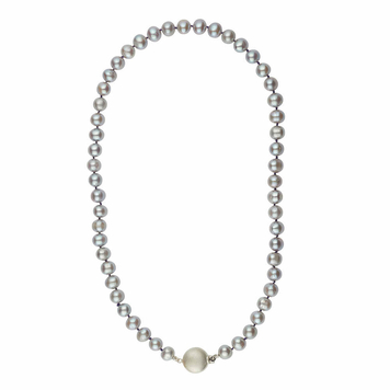 Grey freshwater cultured pearl hand knotted necklace