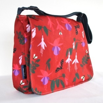 Clare Large Messenger Handbag in Red Fuchsia Fabric