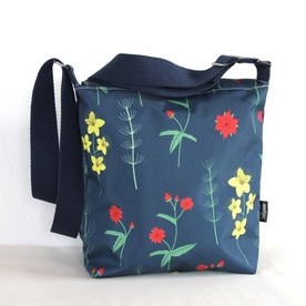 Amy Small Zip Top Handbag in Red Burren Fabric