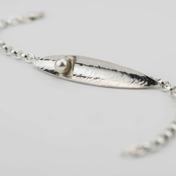 Silver Leaf Bracelet with Pearl