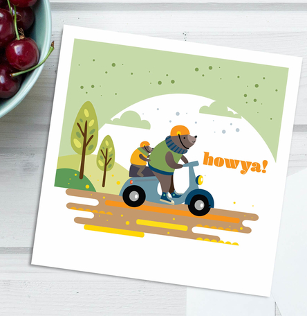 Howya! Freewheeling Bears Everyday Square Card