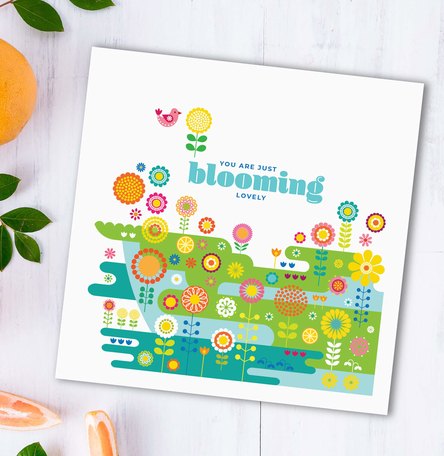 Blooming Lovely Flower Meadow Square Card