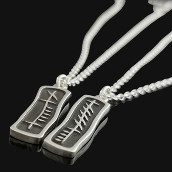 Personalised Ogham Anam Cara Pendant Set | Sterling Silver Carkened