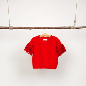 Aran Hand-Knit Jumper in Red