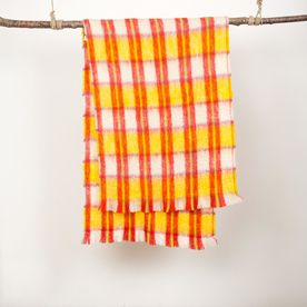 Yellow Mohair Tartan Indian Shawl