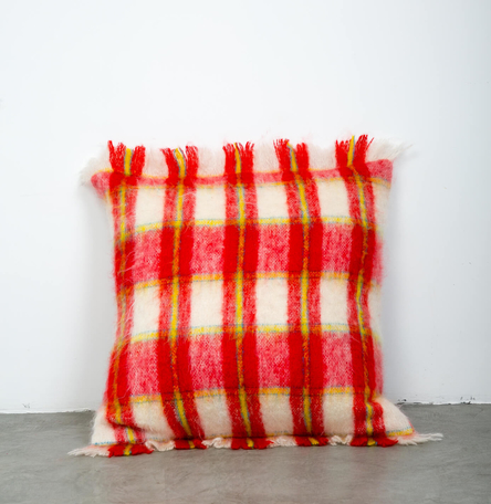 Red Tartan Mohair Cushion