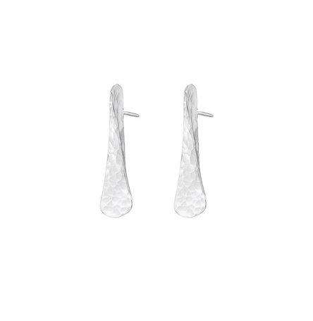 Stud Drop Sterling Silver Hammered and Forged Hurley Earrings