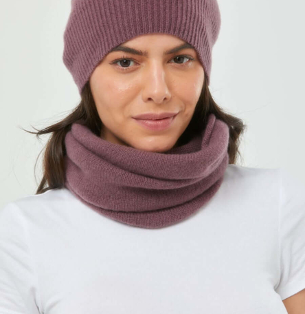 Cashmere Slouch Rib Hat & Snood bundle