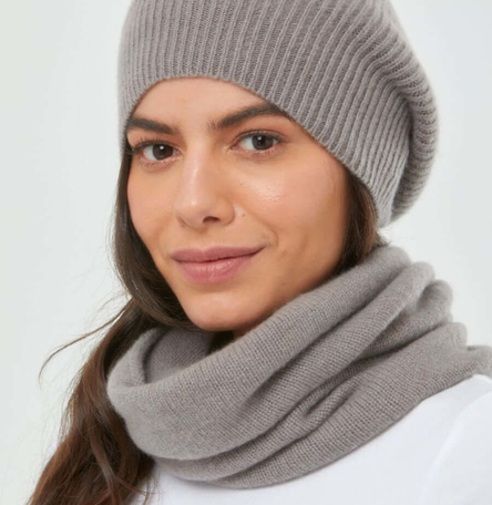 Cashmere Slouch Rib Hat & Snood bundle