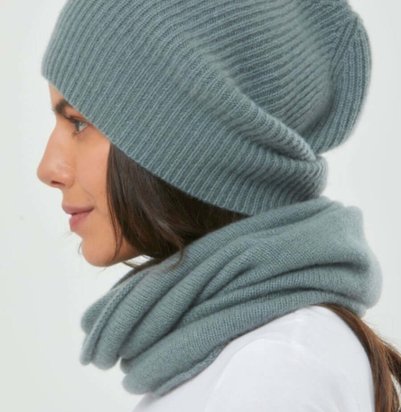 Cashmere Slouch Rib Hat & Snood bundle