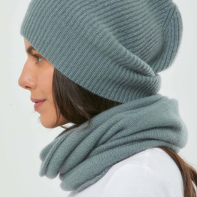 Cashmere Slouch Rib Hat & Snood bundle