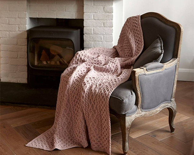 A681 Luxe Aran Throw in Pink Mist 2 500 x 500