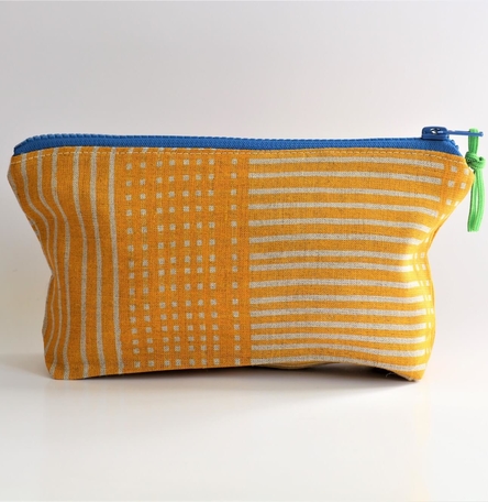 Criss Cross Yellow Linen Pouch Criss Cross Yellow Linen Pouch