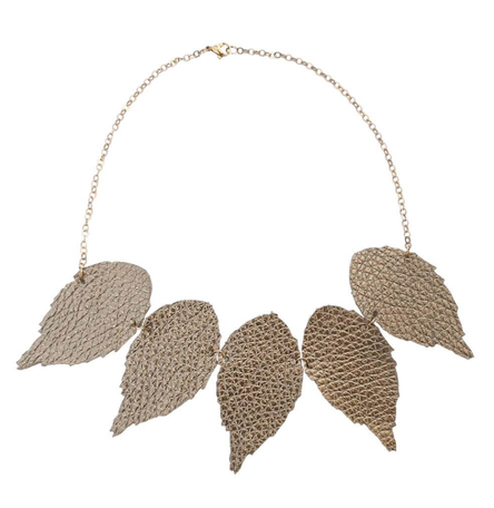 Duilleog Five Leather Leaf Necklace