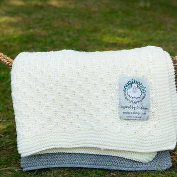 Honeycomb Knit Blanket italian merino with woven label.