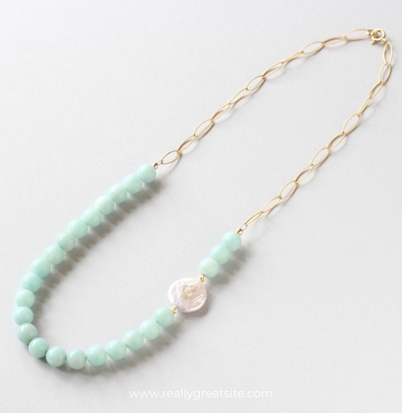 Amazonite Gold Necklace