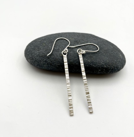 Sterling Silver Textured “Dash 2” Earrings