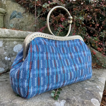 Blue and Burgundy Eilish Kiss Clasp Bag