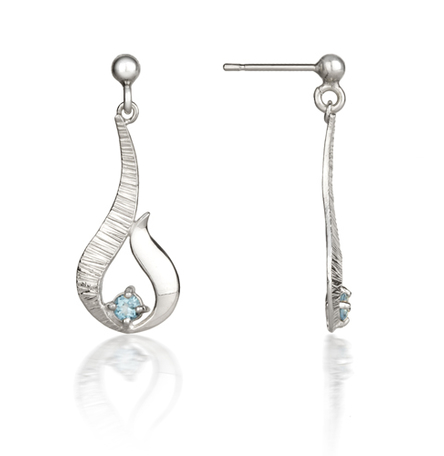 Ebb & Flow silver drop earrings with blue topaz