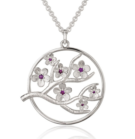 Cherry Blossom large pendant with garnets