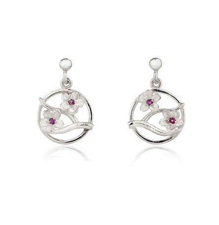 Cherry Blossom drop earrings with garnets