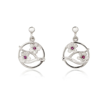 Cherry Blossom drop earrings with garnets