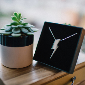 Flat Top Lightening Bolt Pendant Silver