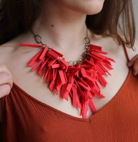 Red Triangles Necklace Light weight
