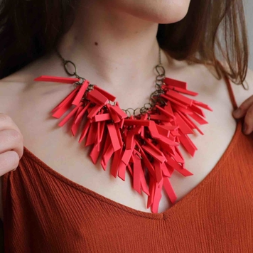 Red Triangles Necklace Light weight