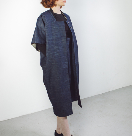 Raw Organic Denim Cocoon Long Jacket