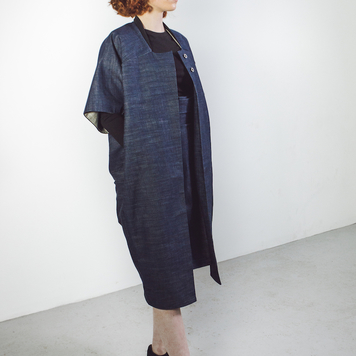 Raw Organic Denim Cocoon Long Jacket