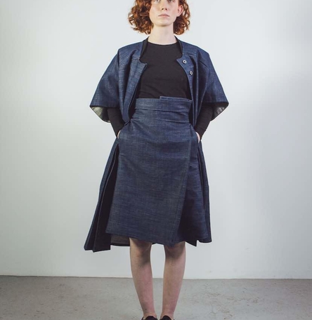 Raw Organic Denim Asymmetric Skirt