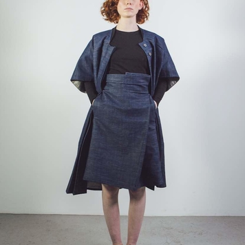 Raw Organic Denim Asymmetric Skirt