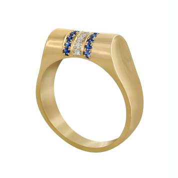 Breton Stripe' Sapphire and Diamond High Top Ring