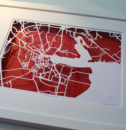 Dundalk, Co. Louth papercut map