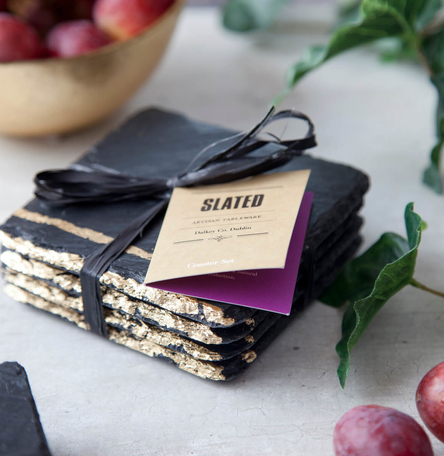 Gold Leaf Slate Coasters