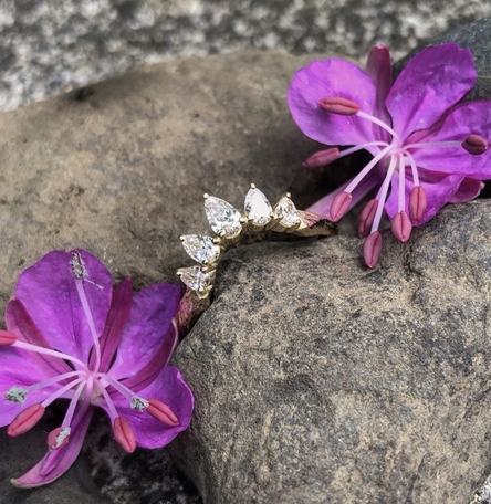 Queenie- Solid Gold Pear shaped Diamond wedding ring