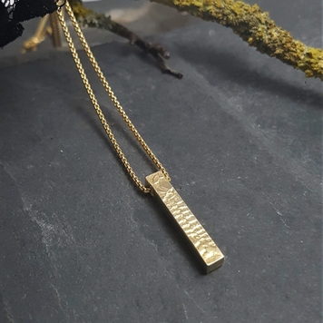 Metal & Lace Gold Bar Necklace