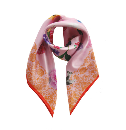 Coral+Orange Lace Classic Silk Scarf