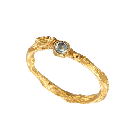 Gold Plated Irish Shrubbery Aquamarine Ring