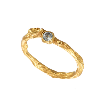 Gold Plated Irish Shrubbery Aquamarine Ring