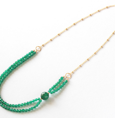 Green Agate Gold Necklace