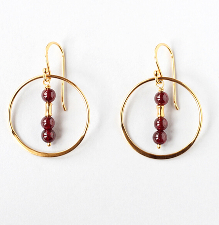 Garnet Hoop Earrings