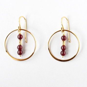 Garnet Hoop Earrings