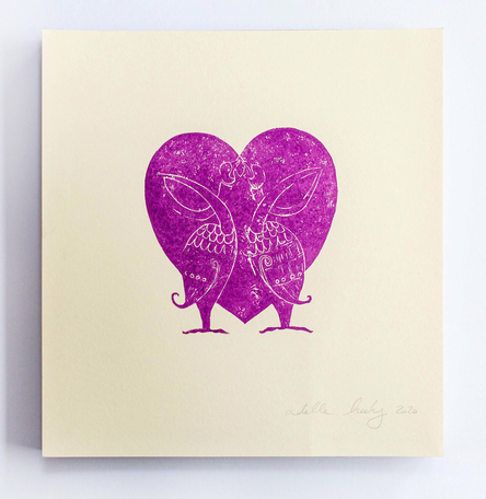 Two Birds Heart Print