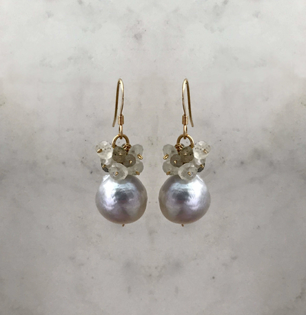 Pearl & Gemstone Cluster Earrings