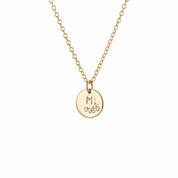 Floral Initial Necklace Gold