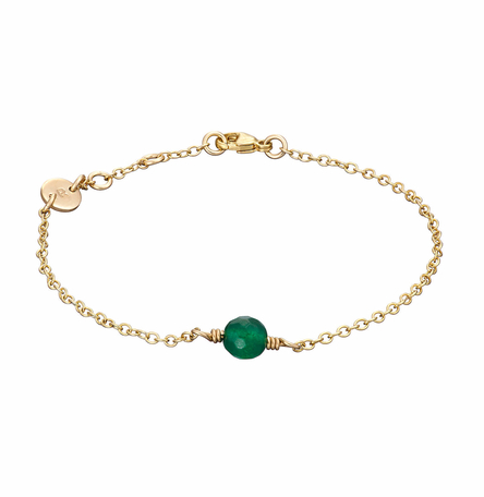 Gold initial bracelet with birthstone