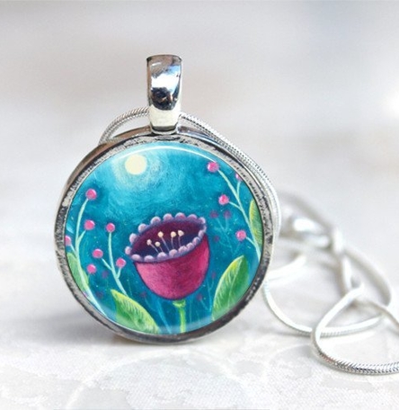 Moon and Flower Medium Necklace