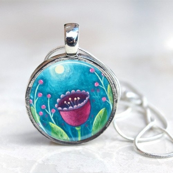 Moon and Flower Medium Necklace